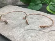 2 PC Rose Gold Plated Bracelet Cuff Bangle Adjustable New 6179