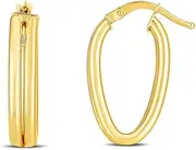 [JewelryWeb] 14k Yellow Gold Double Oval Hoop Earrings With Hinged Clasp-Hoop Earring for Women