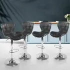Set of 4 Black PU Leather Bar Stools - Adjustable, Chrome Base, Swivel