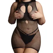 Le Desir Duo Net Open Cup Mini Dress - Black Queen Size