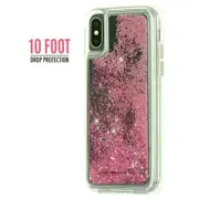 iPhone X Case-Mate Rose Gold Waterfall Cascading Liquid Glitter New XS 10 10s