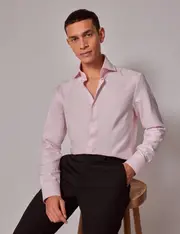 Hawes & Curtis Light Pink Twill Slim Curtis Shirt | High Collar Size: XXL