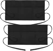 2 Pack Waitress Apron - Server Aprons with 3 Pockets - Water & Oil Resistant