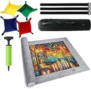 Mofish 3000 Pieces Jigsaw Puzzle Storage Roll Mat with 4 Sorting Trays and Storage Bag,Store Puzzle for Next Play, Frame Keeper Accessories for Gifts (Grey)