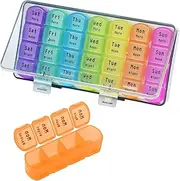 Matreeglam 7 Day Pill Box, 28 Compartments, 4 Times a Day, Big Compartments Pill Case for Medicine, Vitamin, Fish Oil, Supplement