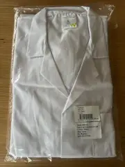 White Lab Coat Poly Cotton with knitted cuff LARGE