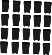 Outanaya 20pcs Square Plastic Flower Pots for Nursery Lightweight Durable Breathable Pots for Home Balcony Gardening for Vegetables Roses and Strawberries