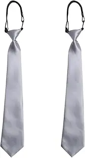 [MAYOHOCO] 2 Pieces Adjustable Woven Zipper Pre Necktie For Kids Boys,Solid Color Tie For Kids Formal Wedding Graduation School Uniforms