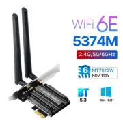 MT7922 WiFi 6E PCI-E Card Tri-band 5374Mbps BT5.3 Network Adapter for Windows PC