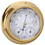Marine Boat 120mm Clock Polished Brass Barometer Thermometer & Hygrometer