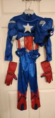 *NEW DISNEY STORE Marvel Superhero Captain America costume kids size 9/10 Large