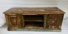 Antique Look Wooden Tv Cabinet Old Reclaimed Wood Tv Unit Hand Made Brass Work