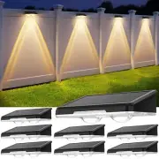 APILAB Solar Fence Lights Outdoor 8 Pack - 3 Modes Warm/Neutral/Cool White Fe...