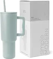 Simple Modern 1180ml Tumbler with Handle and Straw Lid | Insulated Reusable Stainless Steel Water Bottle Travel Mug Iced Coffee Cup | Valentines s Him Her | Trek Collection | 1180ml | Sea Glass Sage