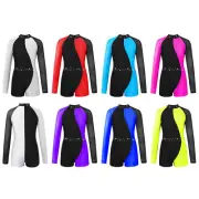 Girls Rhinestones Gymnastics Leotard Ballet Dance Long Sleeve Athletic Unitards