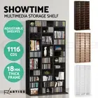 Artiss Bookshelf Display Shelf CD DVD Storage Media Rack Cupboard Black White