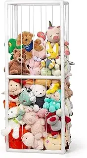 Storage Soft Toy Shelf with Adjustable Length, Toy Organization Stuffed Animals Holder Shelf with Elastic Band Stuffed Animals Cage, Large Corner Plush Toys Storage for Nursery Playroom Bedroom