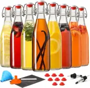 8 Set, 16 OZ Swing Top Glass Bottles - Flip Top Beer Brewing Bottles with Stoppe