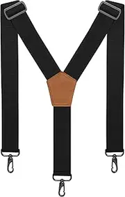[NUTUCH] Black Suspender for Men | Heavy Duty adjustable Dress Suspender | Snap Hooks for Belt Loop | Mens Suspenders for Jeans