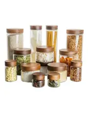 [Little Label Co] Acacia Wood Glass Jar in Clear