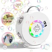 Weilim Automatic Bubble Machine with LED Lights, 360° Rotating Bubble Blower for Children, Rechargeable Portable Bubble Maker, Perfect for Outdoor Birthday Parties, Weddings