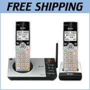 Stylish Silver 2-Handset Cordless Phone with Intercom, Long Range & Easy Setup