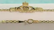New 14k Solid Gold CLADDAGH Anklet #736y