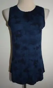 New Womens Tahari Small Sleeveless Shirt Blue Tie Dye Rayon Tank Top