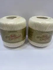 Vintage J&P Coats Knit-Cro-Sheen Cotton Thread Yarn Color 61 Ecru Lot of 2