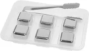 Gatuida 1 Set Drinks Whiskey Stones Metal Ice Cubes Drinks Stones Stainless Steel Reusable Ice Cubes with Tong for Whiskey Wine and Cocktails