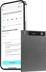 Mobvoi Ticnote AI Voice Recorder W/Case, App Control, Transcribe Summarize Tr...