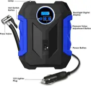 Digital Portable Air Compressor Pump Sports Tire Inflator w/ LED Light DC 12v