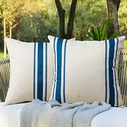 OTOSTAR Pack of 2 Outdoor Throw Pillow Covers 18x18 Inch Waterproof Decorative Pillow Covers Square Geometry Pillowcase Cushions Garden Pillows Shell for Couch Patio Furniture Tent Balcony (Navy Blue)