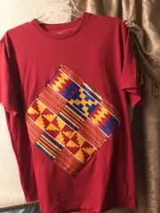 Handmade African Kente Fabric Design T-shirt. Customize on Demand.