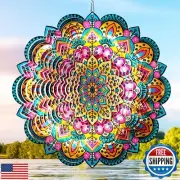 Aoedelyart Wind Spinners Outdoor Mandala Lucky Star,Laser Cut Metal Kinetic A