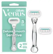 Venus Deluxe Smooth Sensitive Women's Razor Handle + 2 Blade Refills (OPEN BOX)