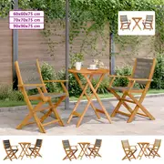 Garden Dining Set Table and Chairs Patio Polypropylene and Solid Wood vidaXL