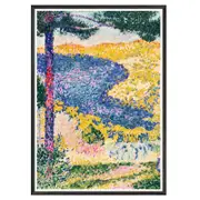 Galrie Paul Signac Landscape with Pine Tree Stunning Pointillist Art Print for Home, Black Frame, A4 21 x 30cm (8 x 12inch)