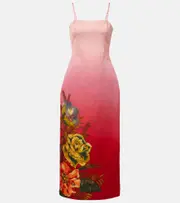 [Alemais] Alémais Inez ombré linen-blend midi dress UK 14 red