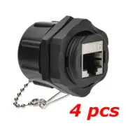 4 PACK - CAT6 RJ45 Outdoor Shielded Waterproof Panel Mount Coupler w/Dust Cap