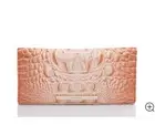 Brahmin Melbourne ADY Slim Bifold Leather Wallet Clutch SHERBERT OMBRE Coral NWT