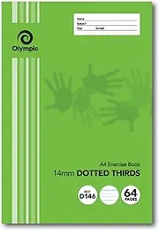 Olympic, A4 Exercise Book, 64 Pages, 14mm Dotted Thirds Ruling with Red Margin