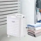 Foldable Laundry Basket Utility Storage Basket with Wheels Portable with Hole