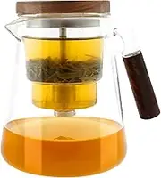 800ml Glass Teapot With Strainer - Water Separation Tea Pot Kettle With Filter for Blooming and Loose Tea (Style 1)