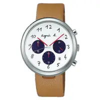 在飛比找旋轉拍賣優惠-agnes b. 手繪藝術錶盤 BT3026X1 三眼計時腕