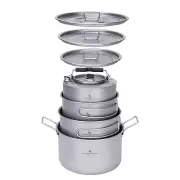 1.2L 1.8L 2.4L Titanium Pot 0.7L Kettle Camping Cookware Outdoor Cooking Kit
