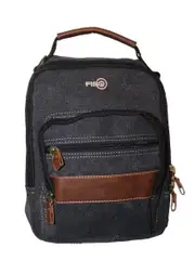 FIB Canvas Sling Bag Shoulder Strap Messenger Travel Pack w Tablet Pocket - Black