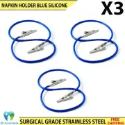 X3 Dental Ortho Flexible Silicone Bib Clips Cord Napkin Holder Blue Color Tools