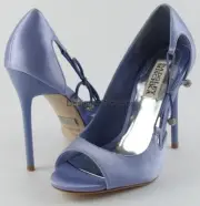$215 BADGLEY MISCHKA WANDA Lavender Satin Designer Jeweled WEDDING Pumps 5.5
