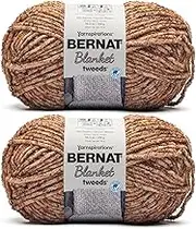 Bernat Blanket Tweeds Sandy Tweed Yarn - 2 Pack of 10.5oz/300g - Polyester - #6 Super Bulky - 220 Yards - Knitting, Crocheting, Crafts & Amigurumi, Chunky Chenille Yarn